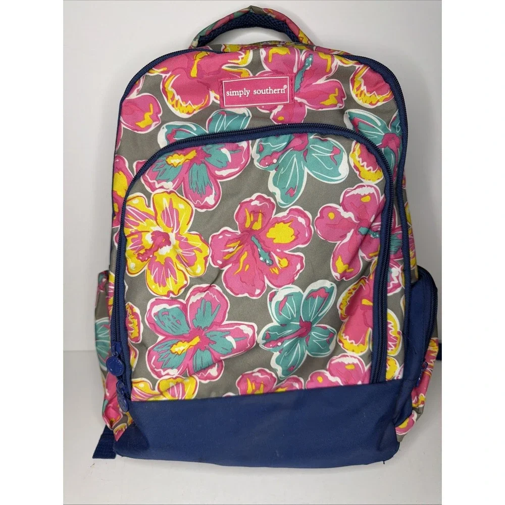 Simply Southern Floral Backpack Pink Pattern Bright Fun Colors